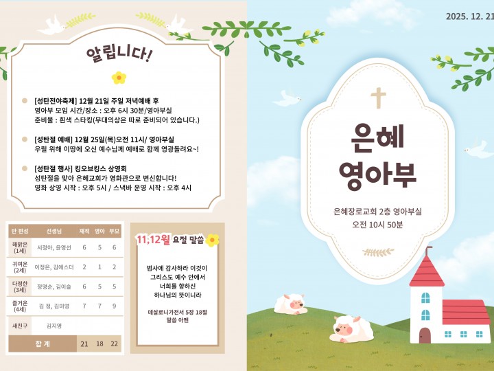 251221 은혜교회 영아부 주보