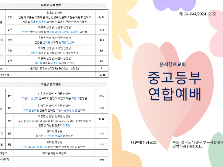 20241222_44 중고등부예배